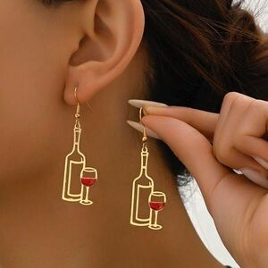 Gold Wine Bottle Earrings
